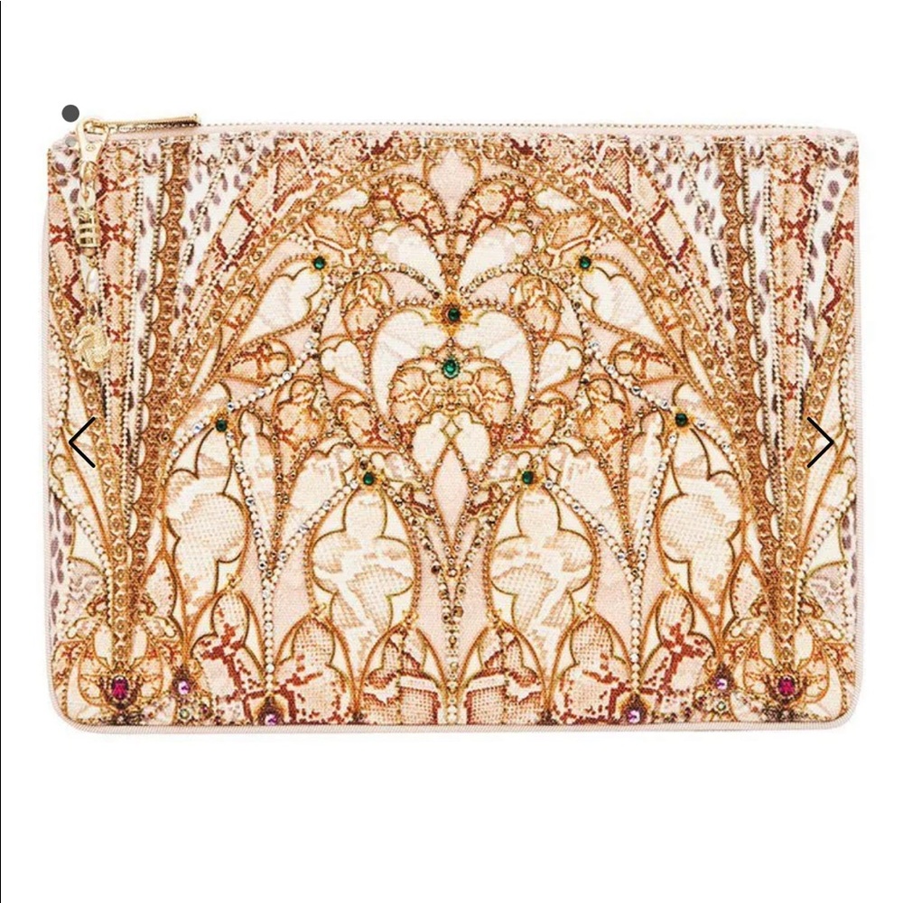 CAMILLA *All is Nouveau* small canvas boho crystal clutch pouch